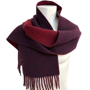 Polo Ralph Lauren  Reversible Wool Scarf – Burgundy & Wine – Made in Italy